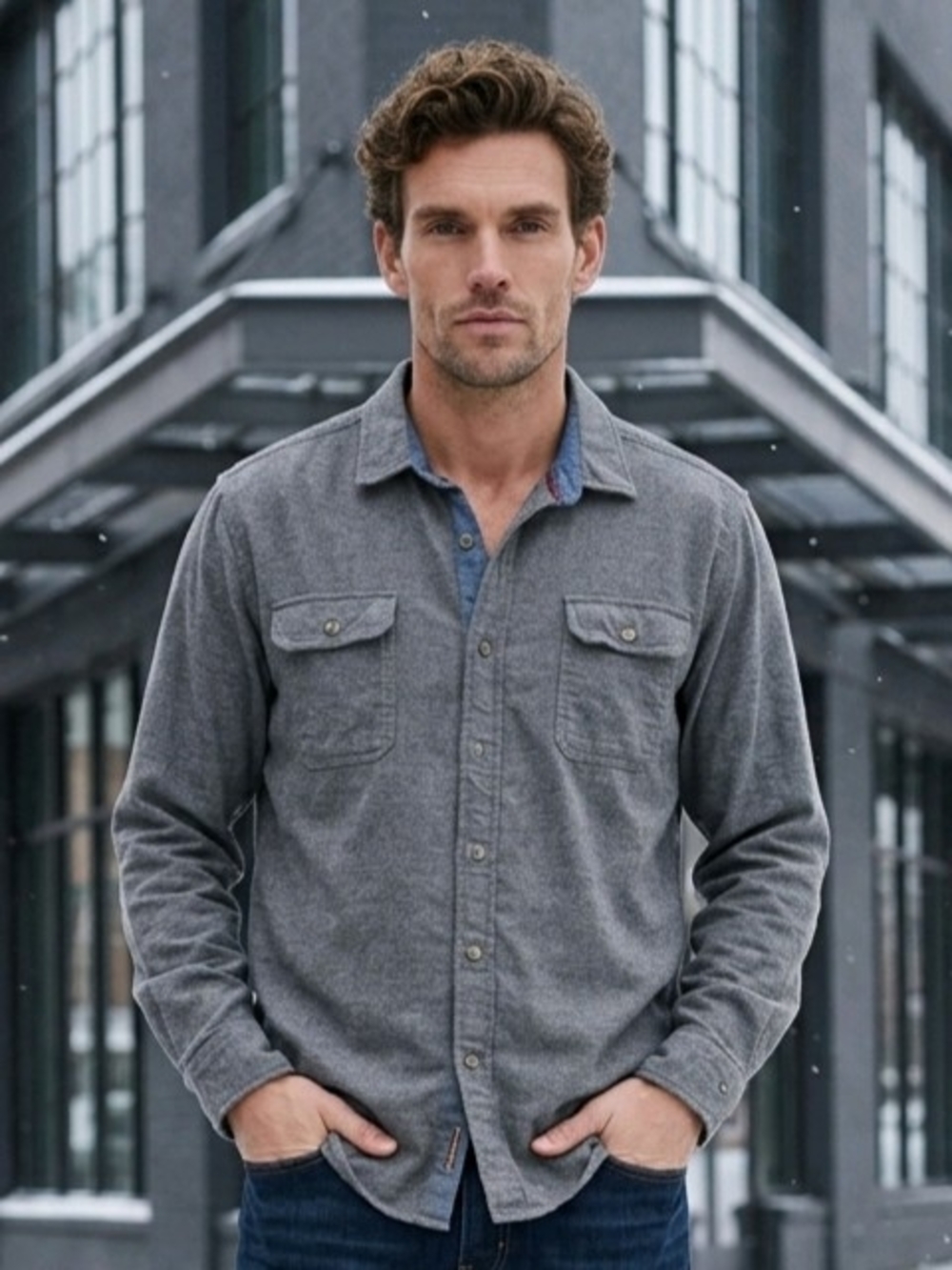 Woolrich Ultimate Flannel Shirt Men's XL In Heathered Solid Gray Longsleeved EUC